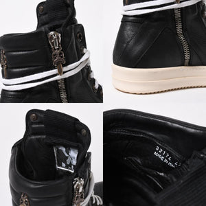 Like new short tongue Rick Owens × CHROME HEARTS Geobasket sneakers size 42 black white used 4a008363