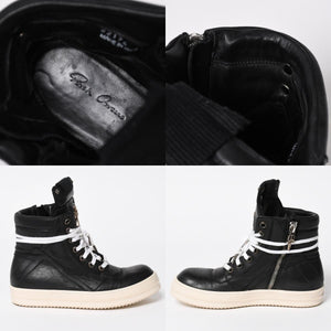 Like new short tongue Rick Owens × CHROME HEARTS Geobasket sneakers size 42 black white used 4a008363