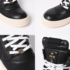 Like new short tongue Rick Owens × CHROME HEARTS Geobasket sneakers size 42 black white used 4a008363