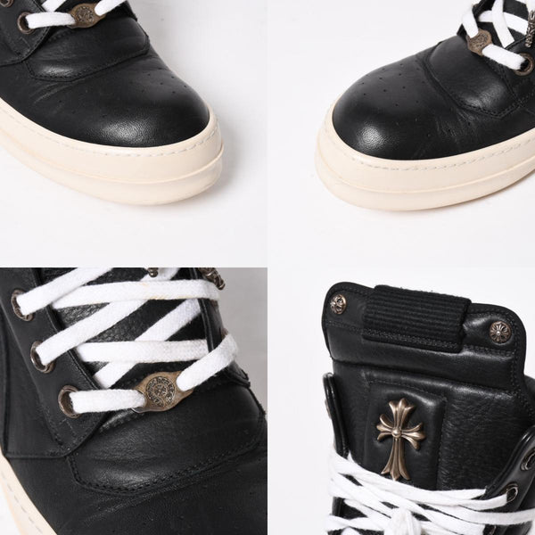 Like new short tongue Rick Owens × CHROME HEARTS Geobasket sneakers size 42 black white used 4a008363