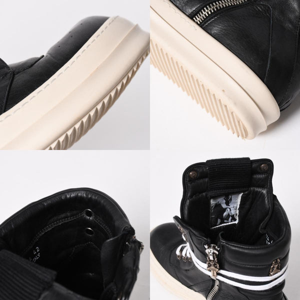 Like new short tongue Rick Owens × CHROME HEARTS Geobasket sneakers size 42 black white used 4a008363