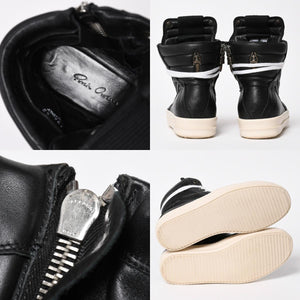 Like new short tongue Rick Owens × CHROME HEARTS Geobasket sneakers size 42 black white used 4a008363