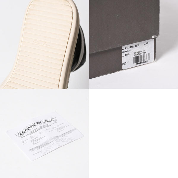 Like new short tongue Rick Owens × CHROME HEARTS Geobasket sneakers size 42 black white used 4a008363