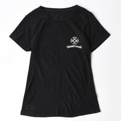 極美品 CHROME HEARTS クロムハーツ レディースプリントTシャツ Mサイズ CHプラス ヴァインダガー スクロールラベル ブラック 中古 4a008311