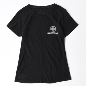極美品 CHROME HEARTS クロムハーツ レディースプリントTシャツ Mサイズ CHプラス ヴァインダガー スクロールラベル ブラック 中古 4a008311