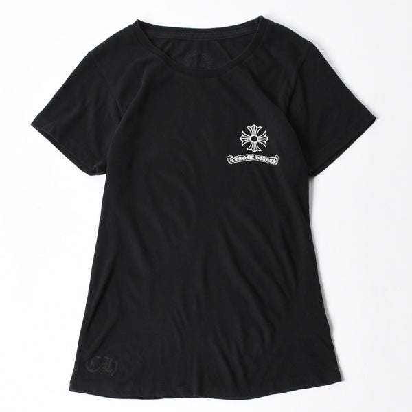 極美品 CHROME HEARTS クロムハーツ レディースプリントTシャツ Mサイズ CHプラス ヴァインダガー スクロールラベル ブラック 中古 4a008311