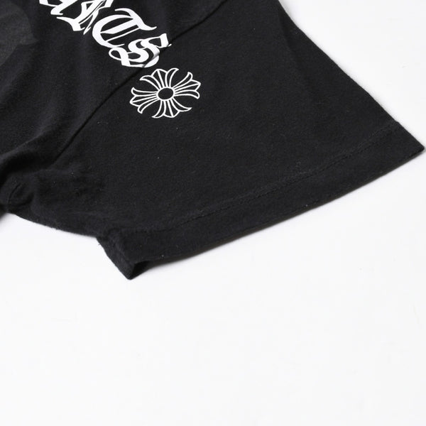 極美品 CHROME HEARTS クロムハーツ レディースプリントTシャツ Mサイズ CHプラス ヴァインダガー スクロールラベル ブラック 中古 4a008311