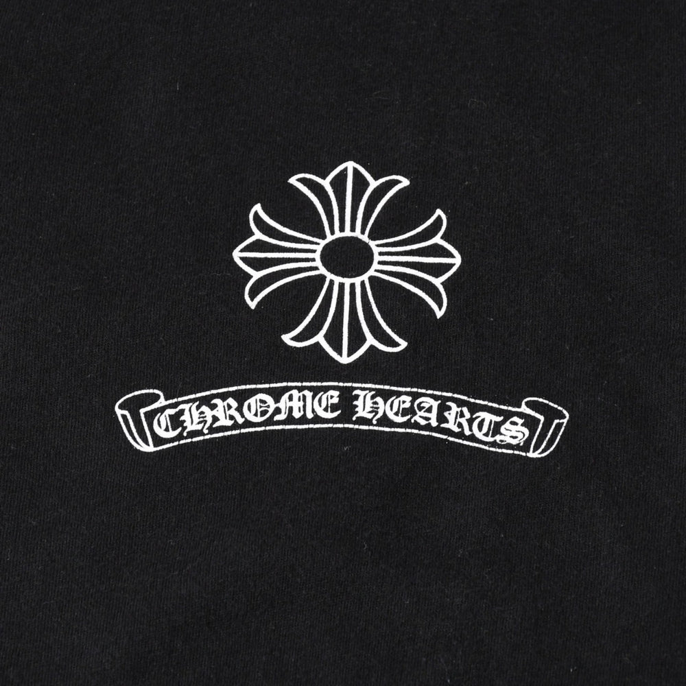 極美品 CHROME HEARTS クロムハーツ レディースプリントTシャツ Mサイズ CHプラス ヴァインダガー スクロールラベル ブラック 中古 4a008311