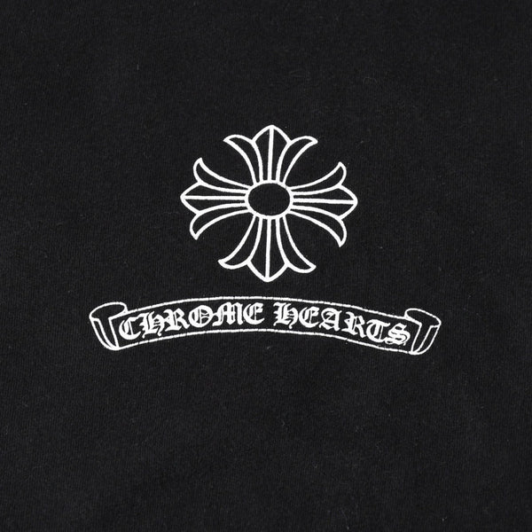 極美品 CHROME HEARTS クロムハーツ レディースプリントTシャツ Mサイズ CHプラス ヴァインダガー スクロールラベル ブラック 中古 4a008311