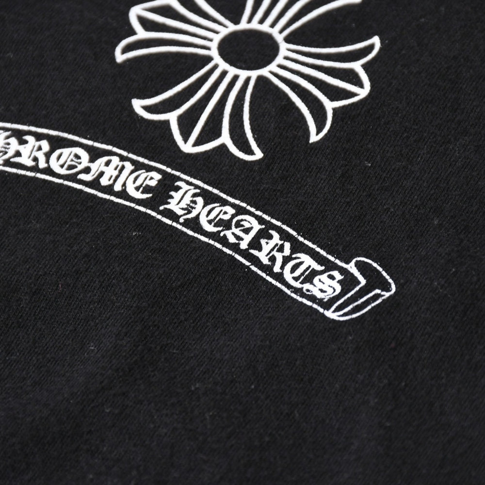 極美品 CHROME HEARTS クロムハーツ レディースプリントTシャツ Mサイズ CHプラス ヴァインダガー スクロールラベル ブラック 中古 4a008311