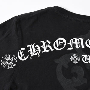 極美品 CHROME HEARTS クロムハーツ レディースプリントTシャツ Mサイズ CHプラス ヴァインダガー スクロールラベル ブラック 中古 4a008311