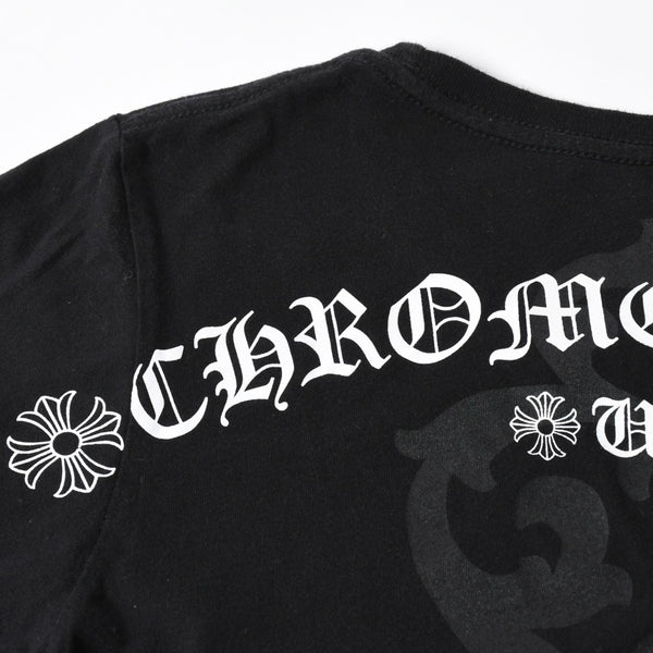 極美品 CHROME HEARTS クロムハーツ レディースプリントTシャツ Mサイズ CHプラス ヴァインダガー スクロールラベル ブラック 中古 4a008311