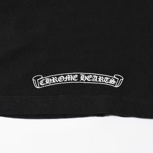 極美品 CHROME HEARTS クロムハーツ レディースプリントTシャツ Mサイズ CHプラス ヴァインダガー スクロールラベル ブラック 中古 4a008311