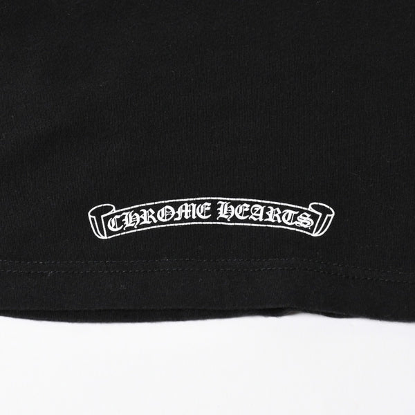 極美品 CHROME HEARTS クロムハーツ レディースプリントTシャツ Mサイズ CHプラス ヴァインダガー スクロールラベル ブラック 中古 4a008311
