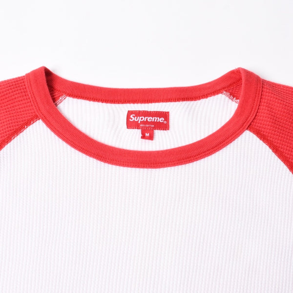 極美品 SUPREME シュプリーム 14AW Shield Waffle Thermal シールド ワッフル サーマル ロゴプリント サイズM 中古 4a008295