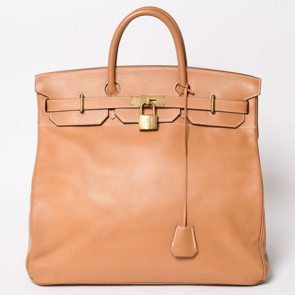 極美品 HERMES エルメス Haut a Courroies オータクロア45 ハンドバッグ アルデンヌ ナチュラル ゴールド金具 ○X刻印 中古 4a008370
