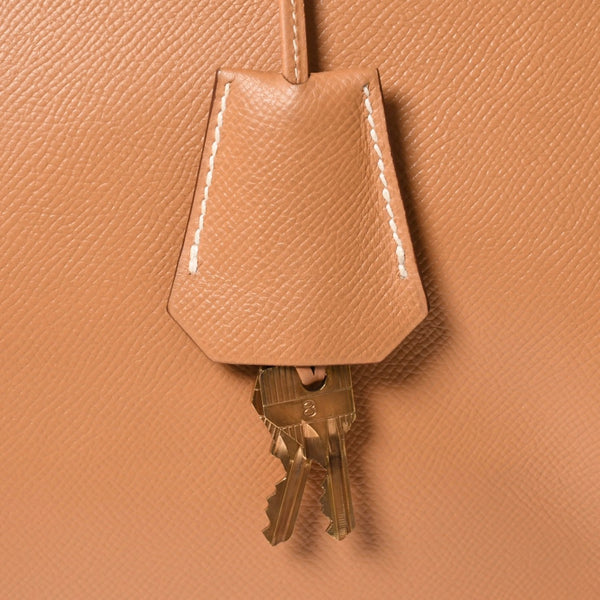極美品 HERMES エルメス Haut a Courroies オータクロア45 ハンドバッグ アルデンヌ ナチュラル ゴールド金具 ○X刻印 中古 4a008370