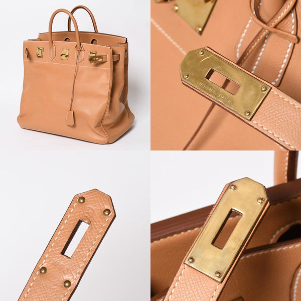 極美品 HERMES エルメス Haut a Courroies オータクロア45 ハンドバッグ アルデンヌ ナチュラル ゴールド金具 ○X刻印 中古 4a008370