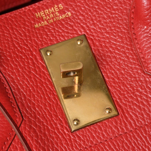 極美品 HERMES エルメス Haut a Courroies オータクロア55 ハンドバッグ アルデンヌ ルージュアッシュ ゴールド金具 ⚪︎U刻印 中古 4a008369