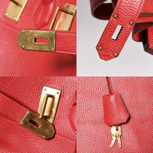 極美品 HERMES エルメス Haut a Courroies オータクロア55 ハンドバッグ アルデンヌ ルージュアッシュ ゴールド金具 ⚪︎U刻印 中古 4a008369