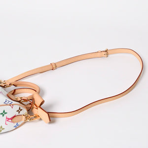 新品同様 LOUIS VUITTON ルイヴィトン ナノ スピーディ ハンドバッグ M13391 モノグラム マルチカラー ホワイト 村上隆 中古 4a008377