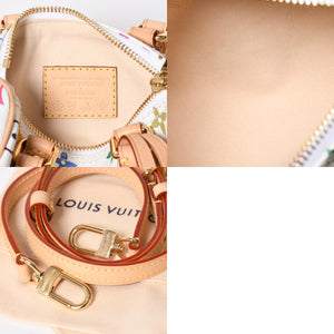 新品同様 LOUIS VUITTON ルイヴィトン ナノ スピーディ ハンドバッグ M13391 モノグラム マルチカラー ホワイト 村上隆 中古 4a008377