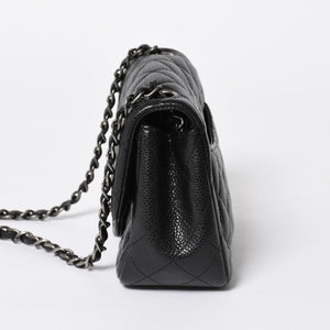 CHANEL Mini Matelasse Chain Shoulder Bag 17cm Caviar Skin Black Silver Hardware No. 21 Good Condition Used 4a008372