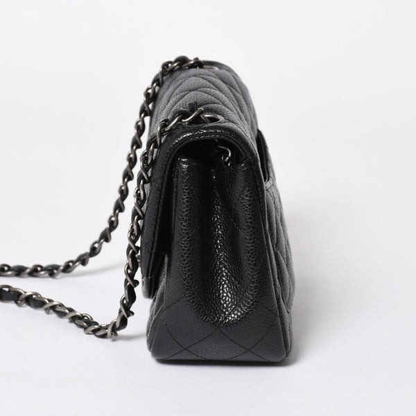 CHANEL Mini Matelasse Chain Shoulder Bag 17cm Caviar Skin Black Silver Hardware No. 21 Good Condition Used 4a008372