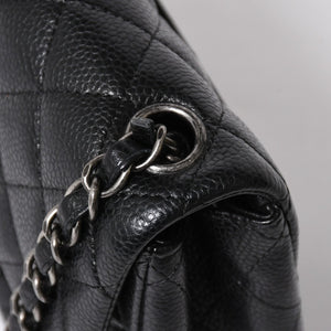 CHANEL Mini Matelasse Chain Shoulder Bag 17cm Caviar Skin Black Silver Hardware No. 21 Good Condition Used 4a008372