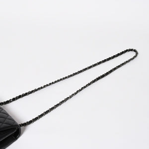 CHANEL Mini Matelasse Chain Shoulder Bag 17cm Caviar Skin Black Silver Hardware No. 21 Good Condition Used 4a008372