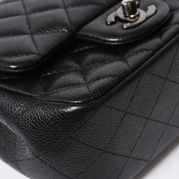 CHANEL Mini Matelasse Chain Shoulder Bag 17cm Caviar Skin Black Silver Hardware No. 21 Good Condition Used 4a008372
