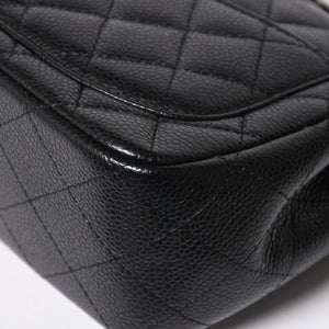 CHANEL Mini Matelasse Chain Shoulder Bag 17cm Caviar Skin Black Silver Hardware No. 21 Good Condition Used 4a008372