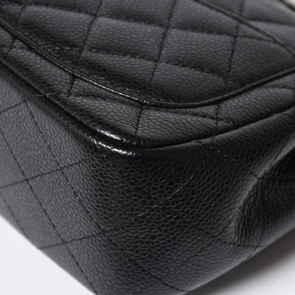 CHANEL Mini Matelasse Chain Shoulder Bag 17cm Caviar Skin Black Silver Hardware No. 21 Good Condition Used 4a008372