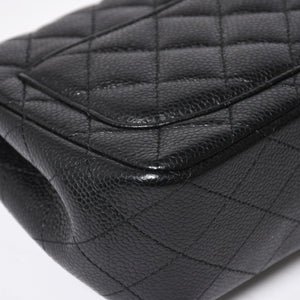 CHANEL Mini Matelasse Chain Shoulder Bag 17cm Caviar Skin Black Silver Hardware No. 21 Good Condition Used 4a008372
