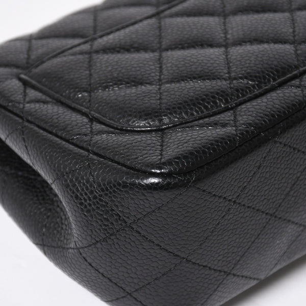 CHANEL Mini Matelasse Chain Shoulder Bag 17cm Caviar Skin Black Silver Hardware No. 21 Good Condition Used 4a008372