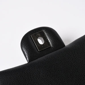 CHANEL Mini Matelasse Chain Shoulder Bag 17cm Caviar Skin Black Silver Hardware No. 21 Good Condition Used 4a008372