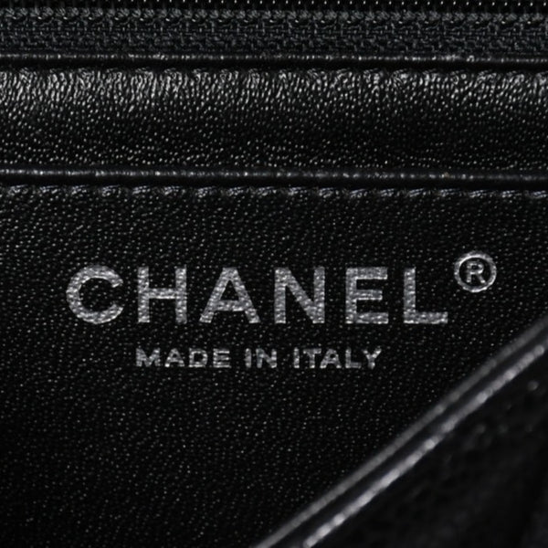 CHANEL Mini Matelasse Chain Shoulder Bag 17cm Caviar Skin Black Silver Hardware No. 21 Good Condition Used 4a008372