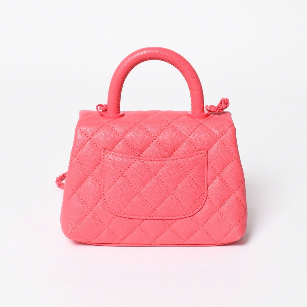 極美品 CHANEL シャネル ココハンドルXXS 2WAYハンドバッグ ショルダー 30番台 AS2215 キャビアスキン ピンク 中古 4a008409
