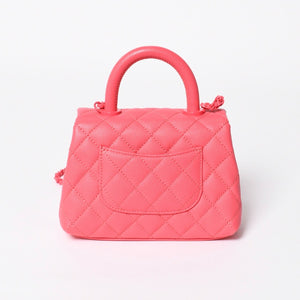 Very Good Condition CHANEL Coco Handle XXS 2WAY Handbag Shoulder 30s AS2215 Caviar Skin Pink Used 4a008409