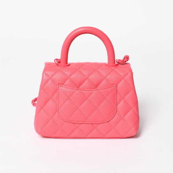 Very Good Condition CHANEL Coco Handle XXS 2WAY Handbag Shoulder 30s AS2215 Caviar Skin Pink Used 4a008409