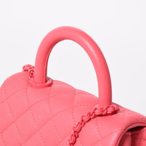 Very Good Condition CHANEL Coco Handle XXS 2WAY Handbag Shoulder 30s AS2215 Caviar Skin Pink Used 4a008409