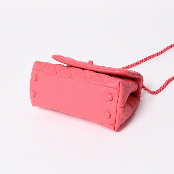 Very Good Condition CHANEL Coco Handle XXS 2WAY Handbag Shoulder 30s AS2215 Caviar Skin Pink Used 4a008409