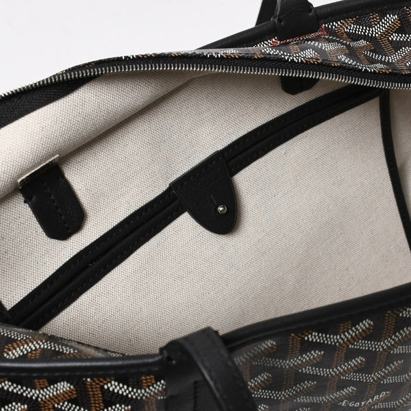 新品同様 GOYARD ゴヤール アルトワPM トートバッグ ゴヤールディンキャンバス シュヴロッシュカーフスキン ブラック 中古 4a008384