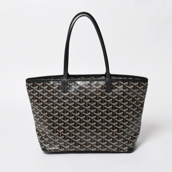 新品同様 GOYARD ゴヤール アルトワPM トートバッグ ゴヤールディンキャンバス シュヴロッシュカーフスキン ブラック 中古 4a008384