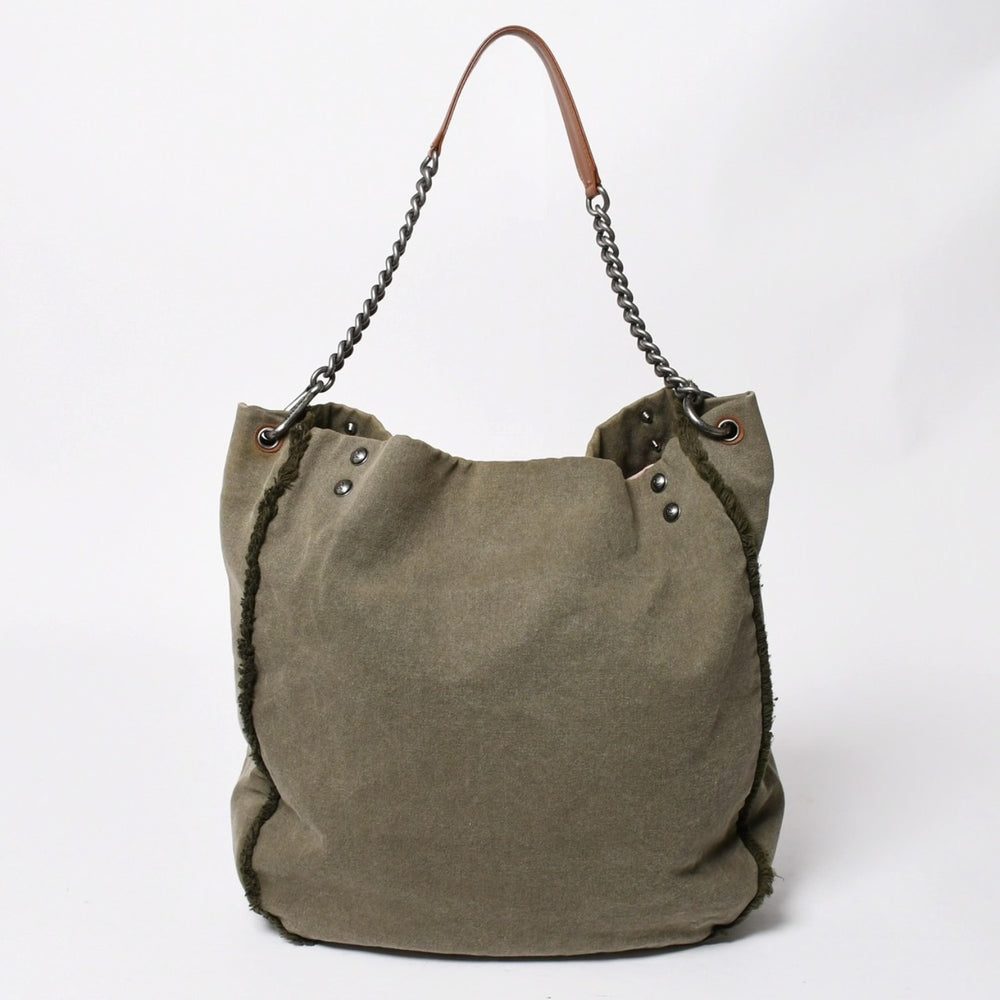 極美品 CHANEL シャネル クルーズライン LA HABANA ハバナ チェーンワンショルダーバッグ A93674 23番台 スパンコール カーキ 中古 4a008672