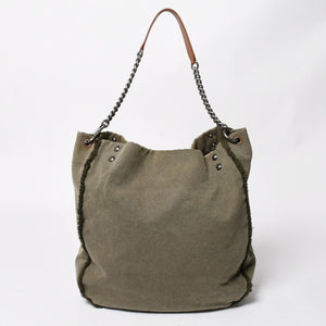極美品 CHANEL シャネル クルーズライン LA HABANA ハバナ チェーンワンショルダーバッグ A93674 23番台 スパンコール カーキ 中古 4a008672