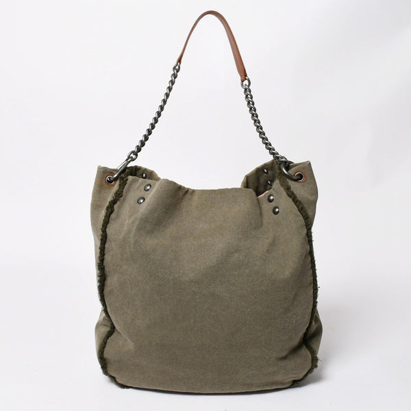 極美品 CHANEL シャネル クルーズライン LA HABANA ハバナ チェーンワンショルダーバッグ A93674 23番台 スパンコール カーキ 中古 4a008672