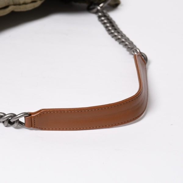 極美品 CHANEL シャネル クルーズライン LA HABANA ハバナ チェーンワンショルダーバッグ A93674 23番台 スパンコール カーキ 中古 4a008672