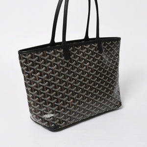 新品同様 GOYARD ゴヤール アルトワPM トートバッグ ゴヤールディンキャンバス シュヴロッシュカーフスキン ブラック 中古 4a008384