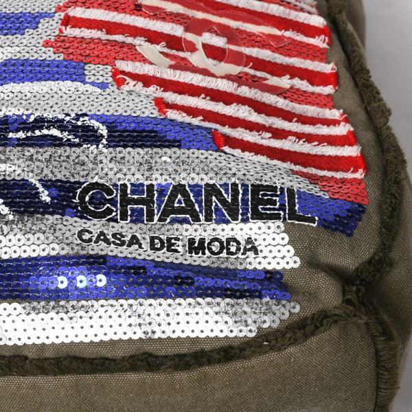 極美品 CHANEL シャネル クルーズライン LA HABANA ハバナ チェーンワンショルダーバッグ A93674 23番台 スパンコール カーキ 中古 4a008672